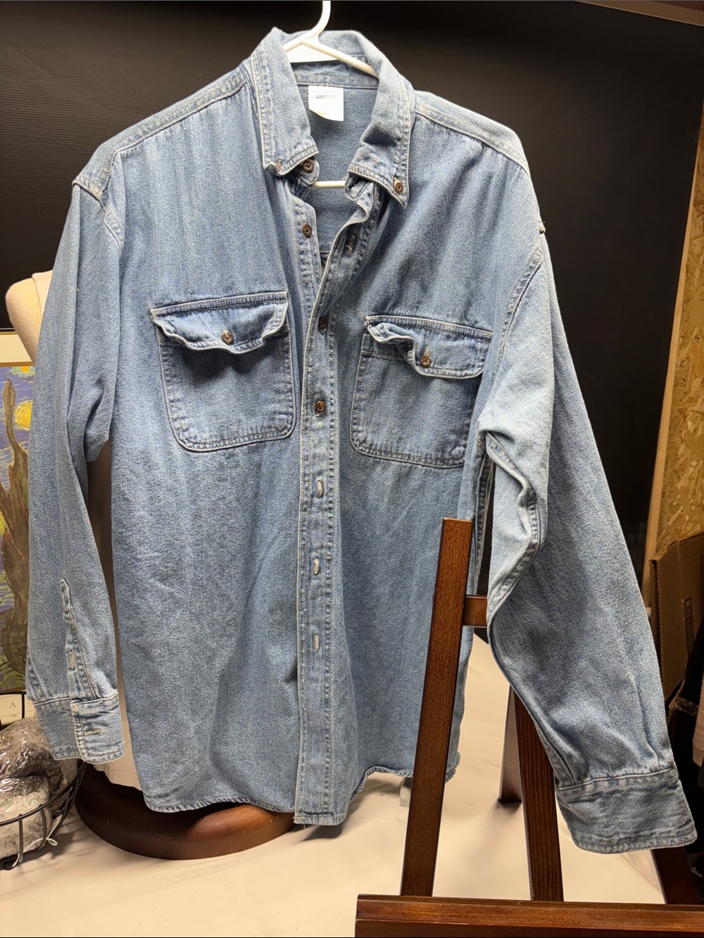 Men's Light Blue Denim Shirt Jacket - Casual Overshirt